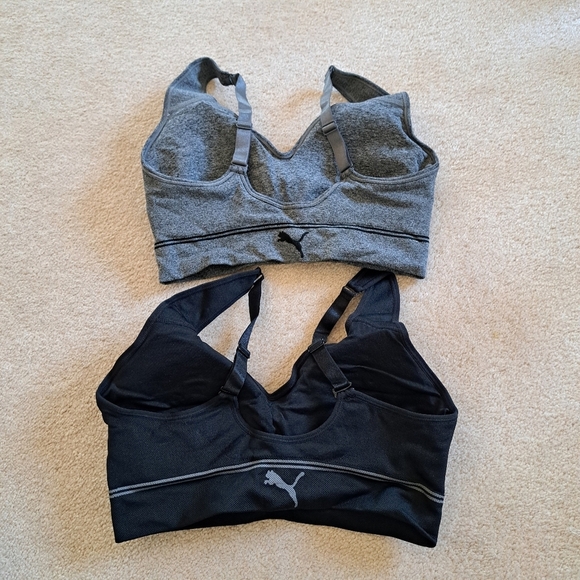 New! Puma 2 pack Seamless Sports Bras Medium Grey Black Convertible NWT - Picture 4 of 12